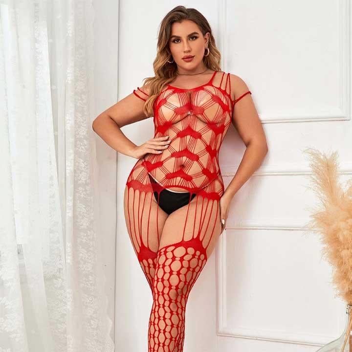 Відкритий бодістокінг із сердечками L-XXL