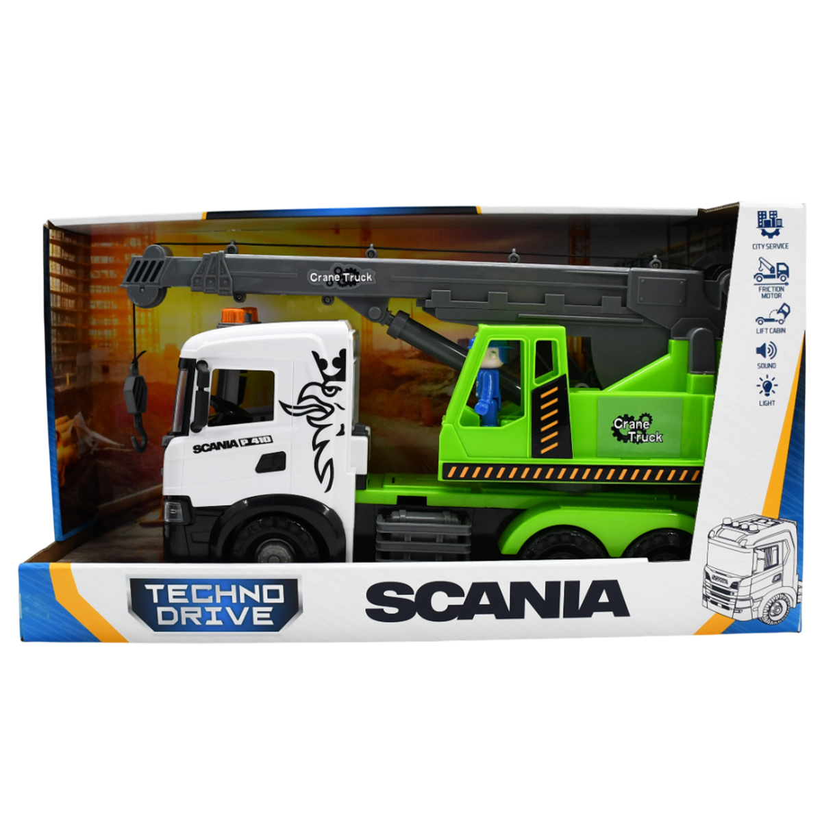 Автокран Scania TechnoDrive серії Mid Truck 40,5 см зі світлом та звуком — превʼю 2