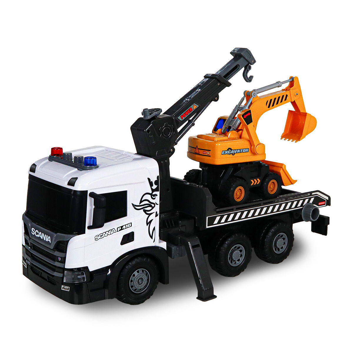 Ігровий набір автокран Scania з екскаватором TechnoDrive 48,5 см Жовтий — превʼю 15