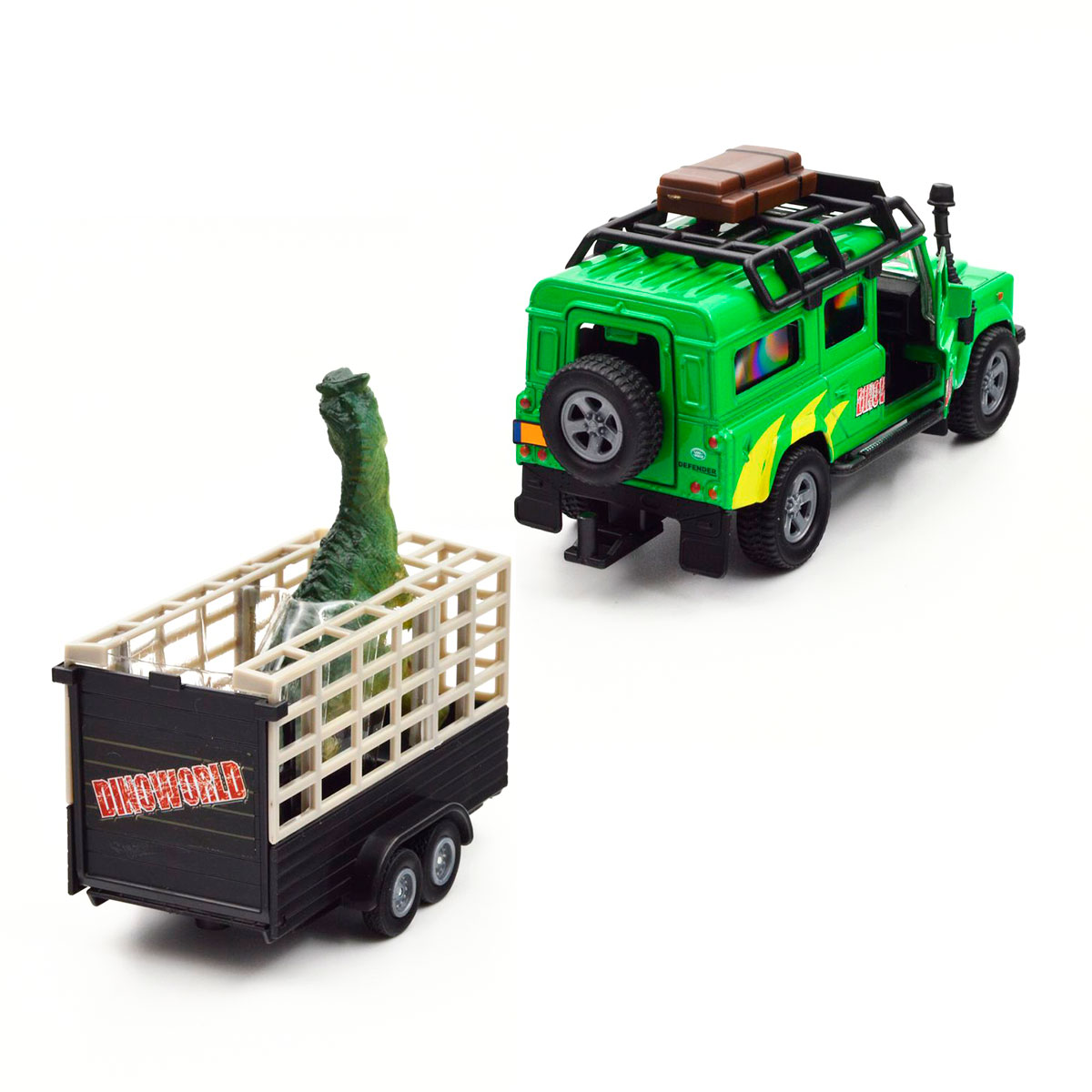 Ігровий набір Land Rover з причепом і динозавром TechnoDrive металевий 29 см — превʼю 22