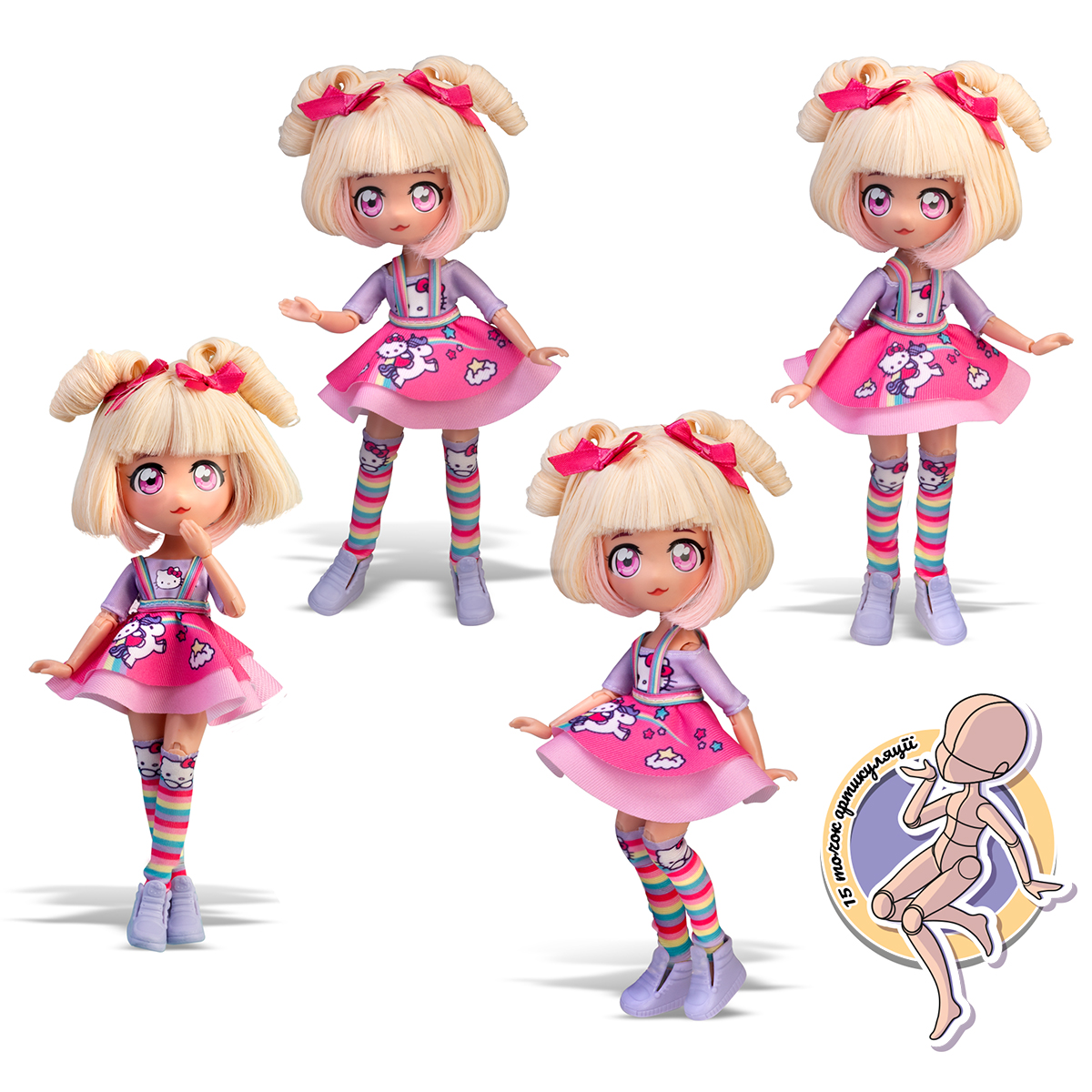 Лялька 4SF Manga Dolls Hello Kitty Цукерочка-єдиноріг 19,5 см — превʼю 17