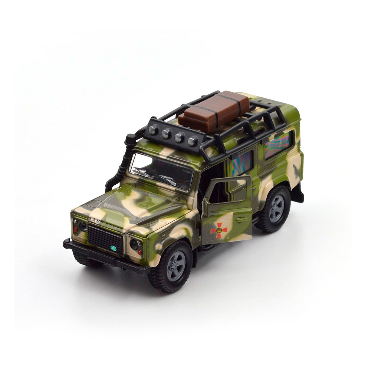 Ігровий набір TechnoDrive Land Rover Defender Мілітарі з причепом 27 см металевий — превʼю 12