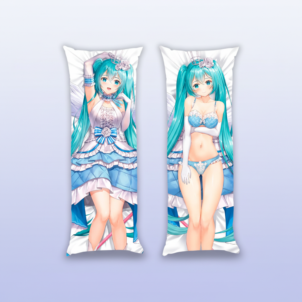 Подушка дакімакура Міку Хатсуне Miku Hatsune Вокалоїд Vocaloid 13х34 см — превʼю 2