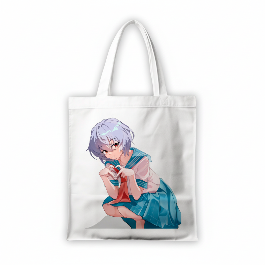 Сумка-шопер Євангеліон (Evangelion) - Аянамі Рей біла з габардину (6577) — превʼю 4