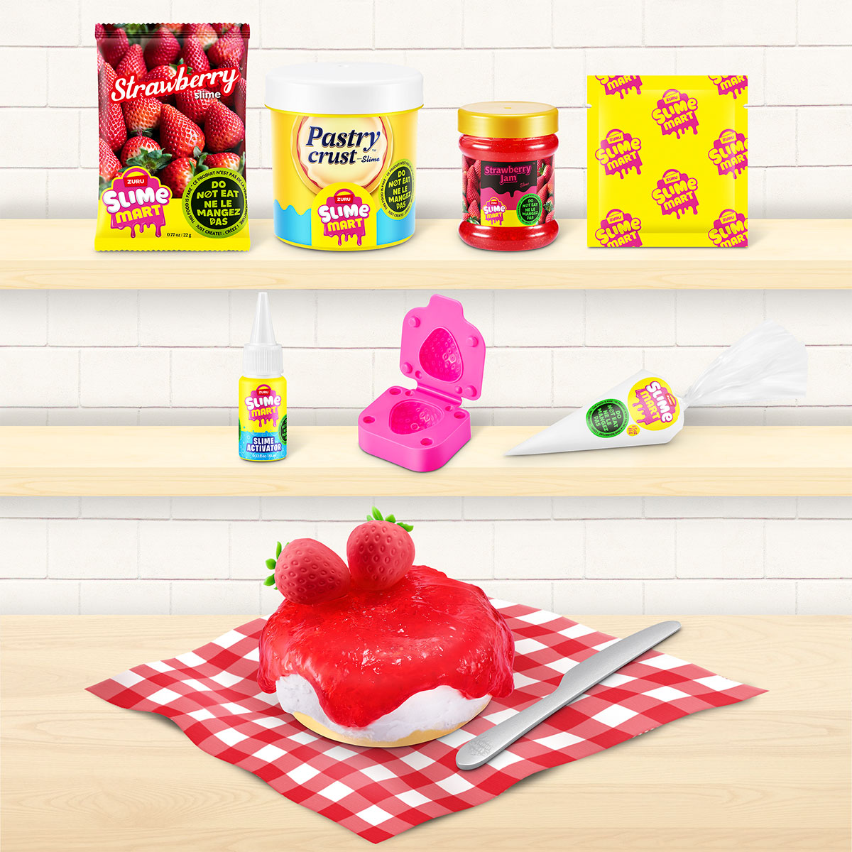 Ігровий набір зі слаймами Slime Mart Shopping Bag Полуничний чизкейк — превʼю 9