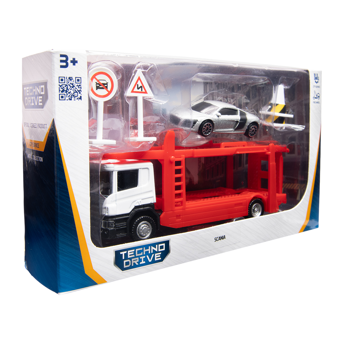 Ігровий набір Автоперевізник Scania з машиною Audi R8 TechnoDrive 1-64 Синій — превʼю 21