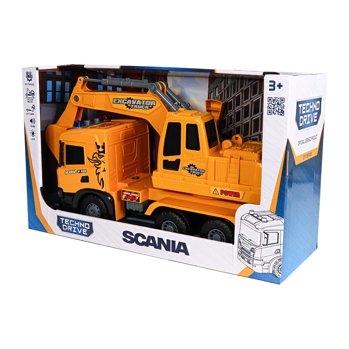Екскаватор Scania TechnoDrive Super Big Truck 55 см зі світлом та звуком — превʼю 17