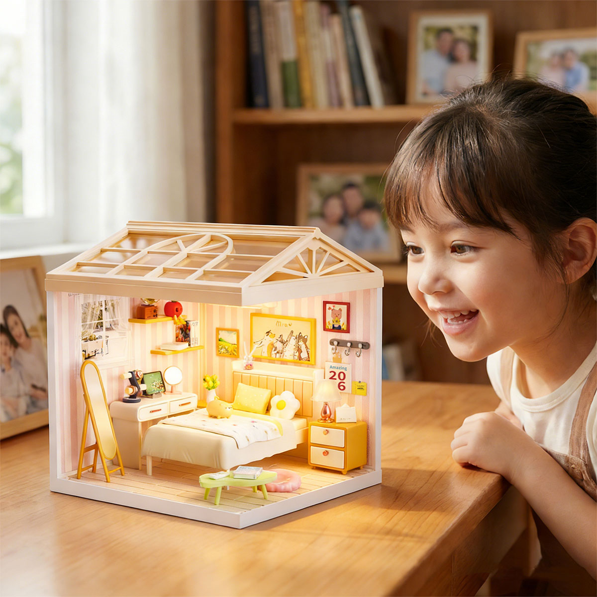 Конструктор-румбокс Mini House Спальня з підсвіткою 17x18x19 см — превʼю 9