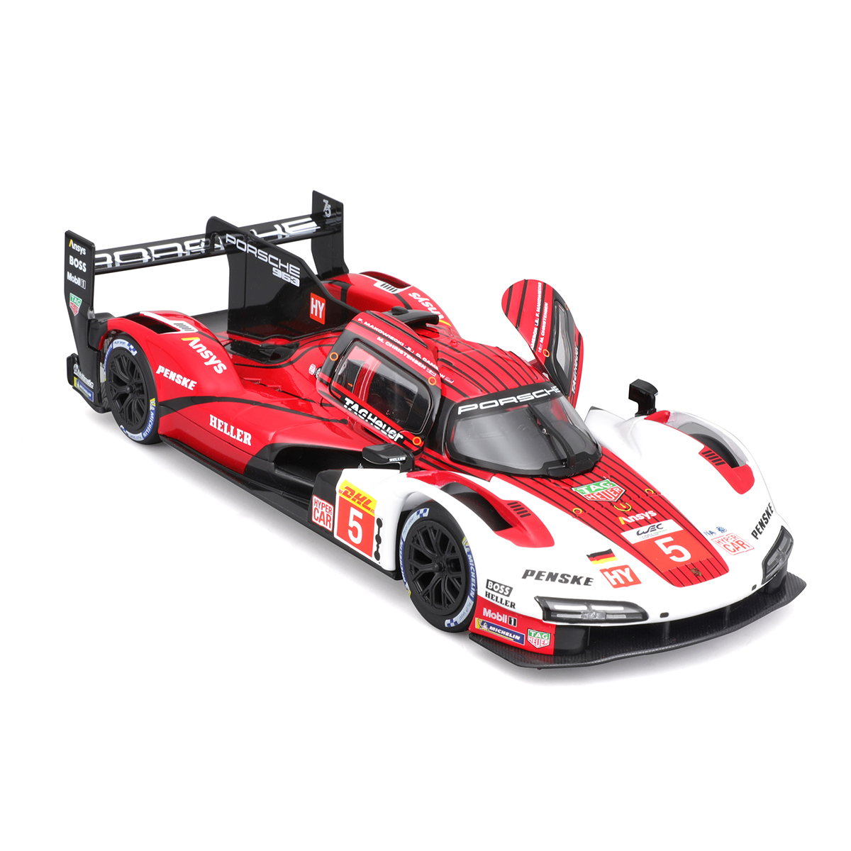 Автомодель Porsche 963 Bburago 1:24 металева Біло-червона — превʼю 17