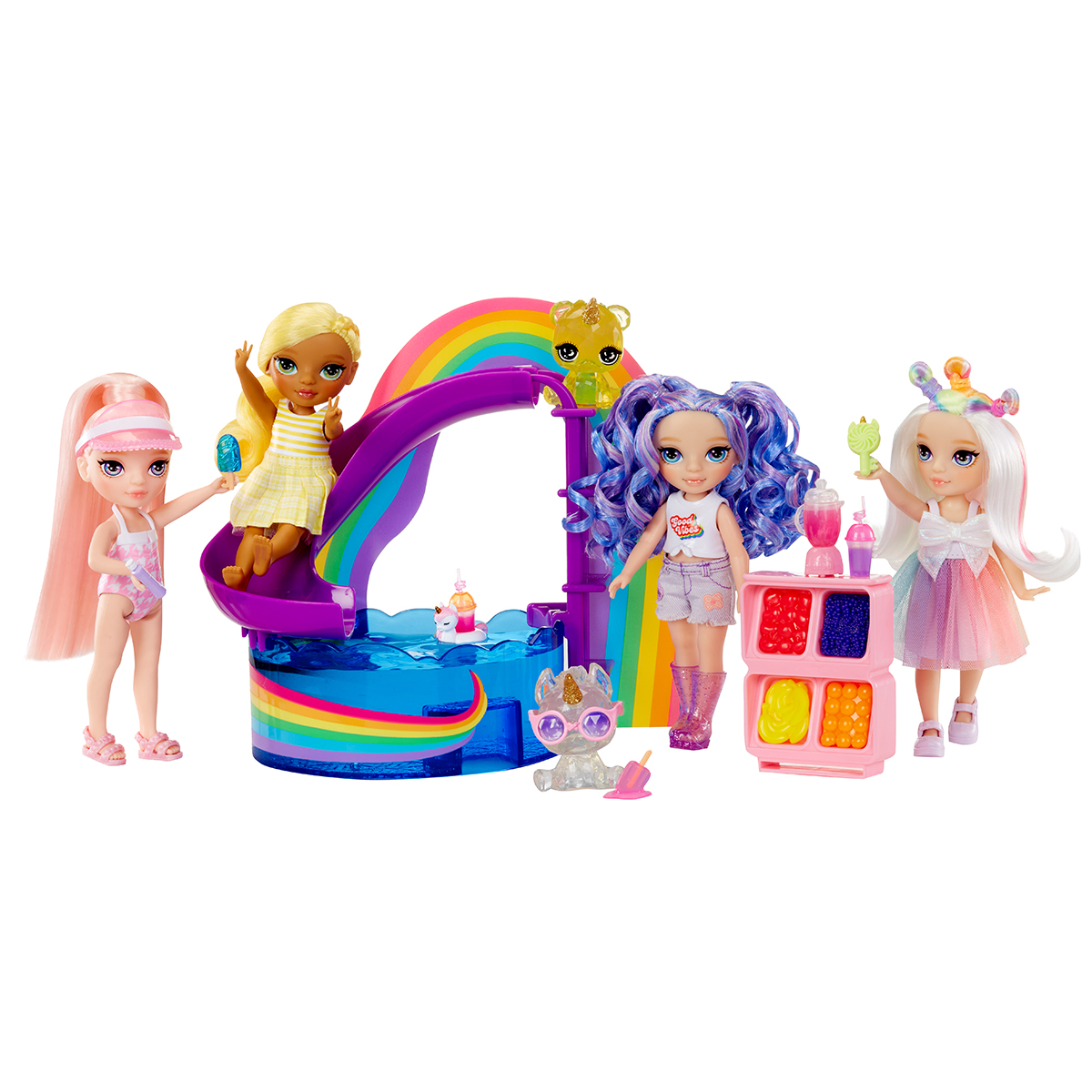 Ігровий набір Rainbow High Littles Веселкове свято в басейні з лялькою Блаш 15 см — превʼю 20