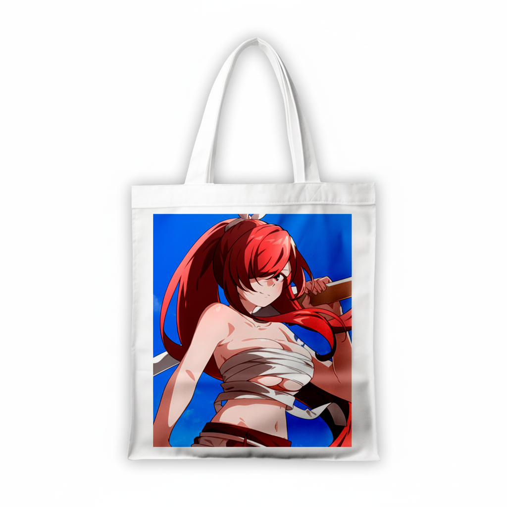 Сумка-шопер Хвіст Феї Fairy Tail Ельза 39x35 см біла з льону 6817 — превʼю 2