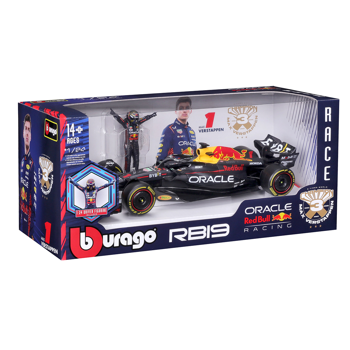 Автомодель Bburago Red Bull Racing RB19 з фігуркою 1:24 Чорна — превʼю 23