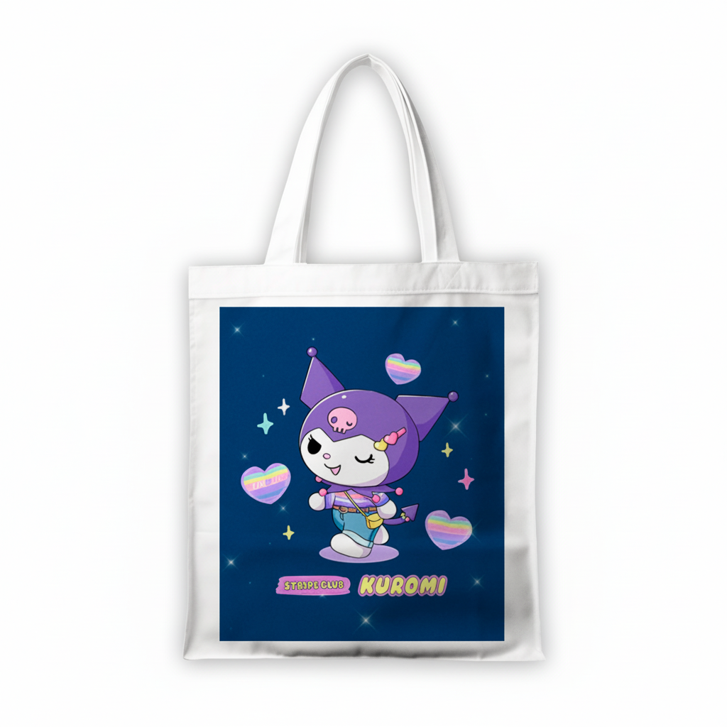 Сумка-шопер Онегай Моя Мелодія Onegai My Melody Куромі 39x35 см біла з габардину 29680 — превʼю 2