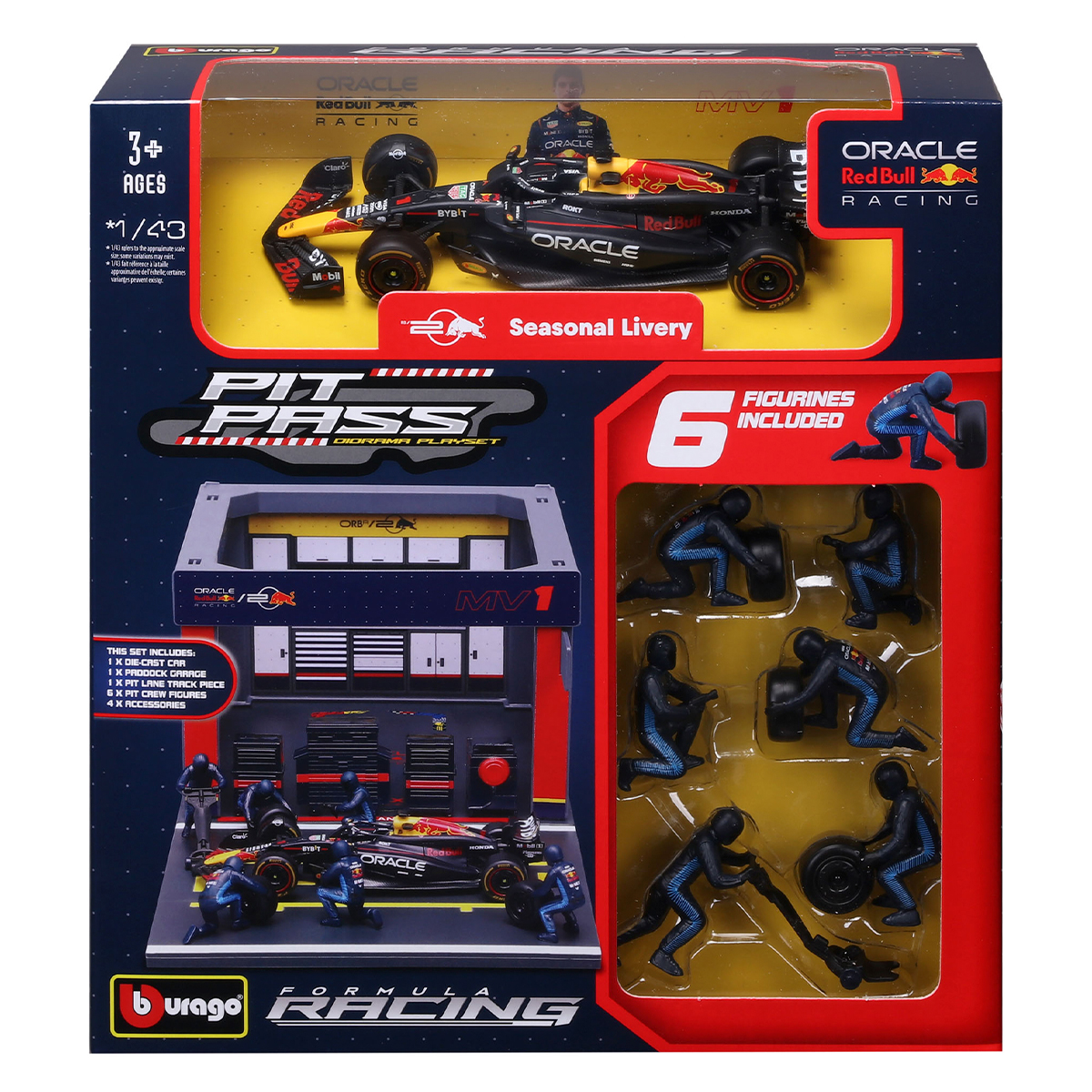 Ігровий набір Pit Pass Oracle Red Bull Racing RB20 Bburago 1:43 Металевий — превʼю 7