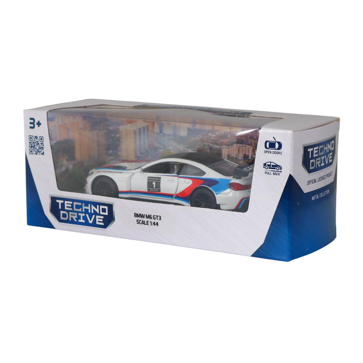 Автомодель BMW M6 GT3 Techno Drive металева 1:44 Біла — превʼю 19