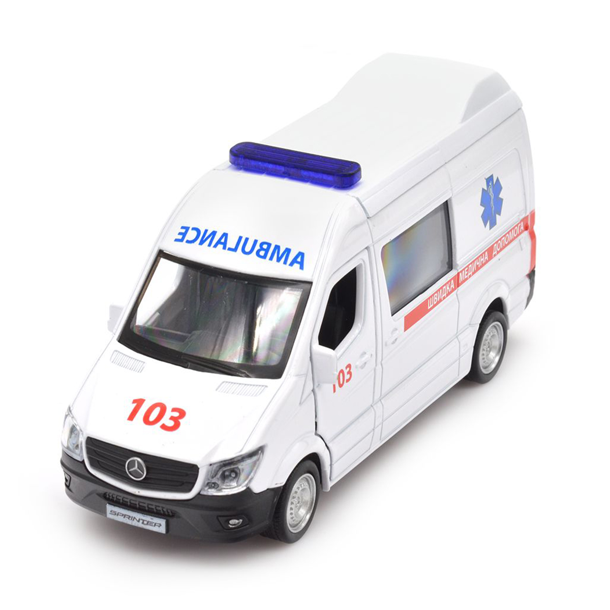 Автомодель TechnoDrive Mercedes-Benz Sprinter Швидка допомога 1:32 металева — превʼю 12