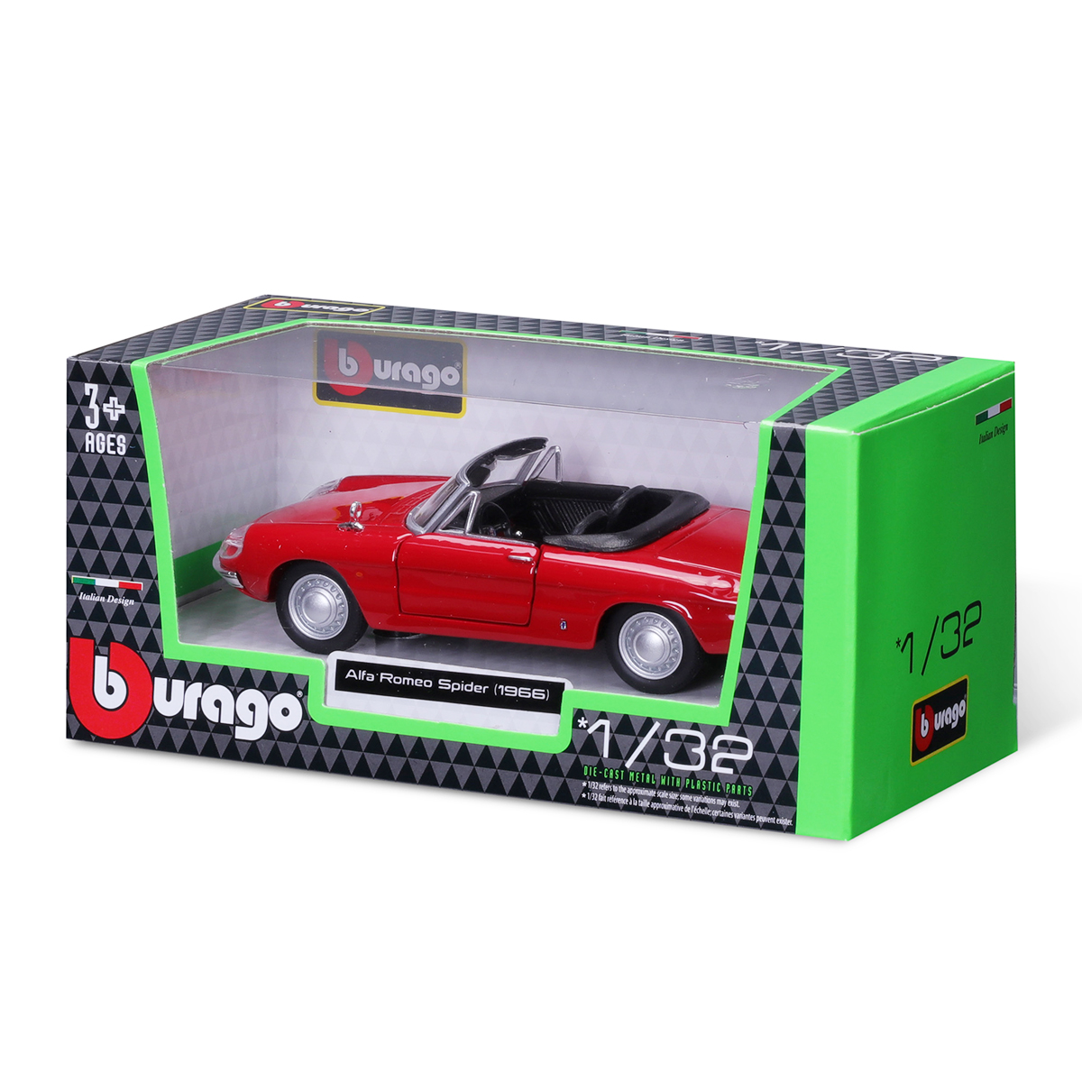 Автомодель Bburago Alfa Romeo Spider 1966 червона 1:32 — превʼю 14