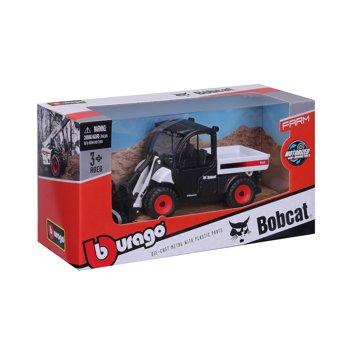 Навантажувач іграшковий Bburago Bobcat Toolcat 5600 10 см червоно-чорний — превʼю 12