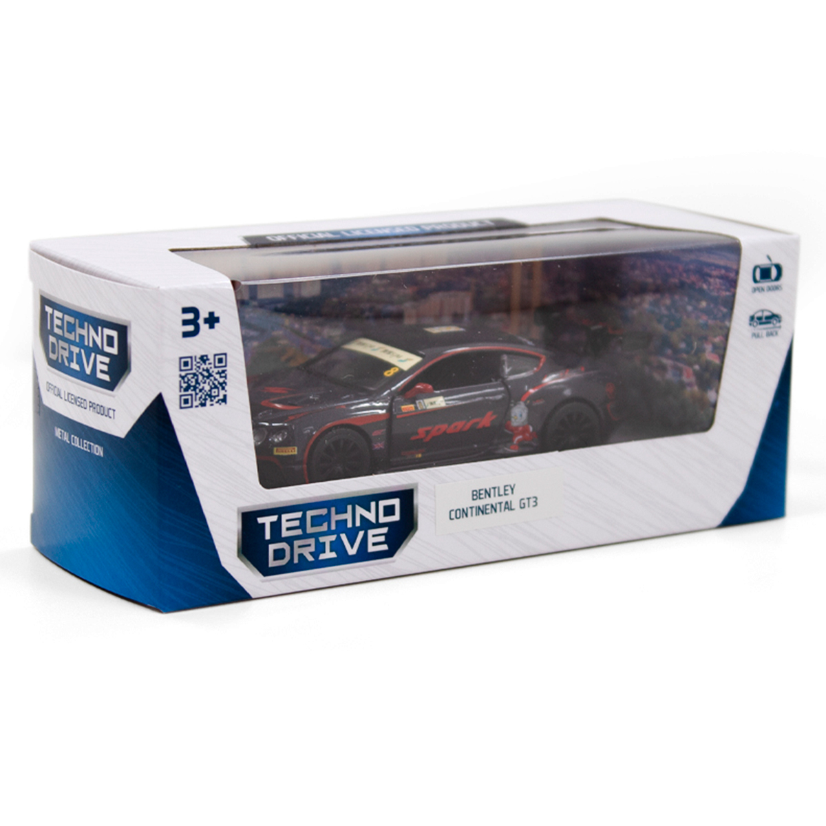 Автомодель Bentley Continental GT3 TechnoDrive металева з інерційним механізмом Чорна — превʼю 4