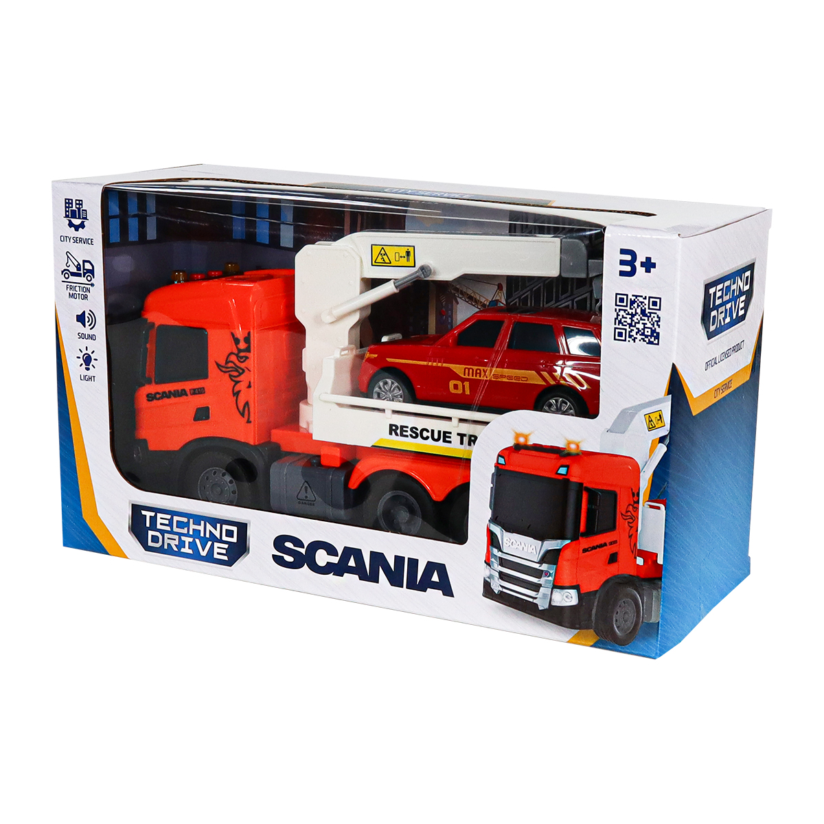 Ігровий набір Евакуатор Scania з машинкою TechnoDrive 25 см зі звуком Чорний — превʼю 17