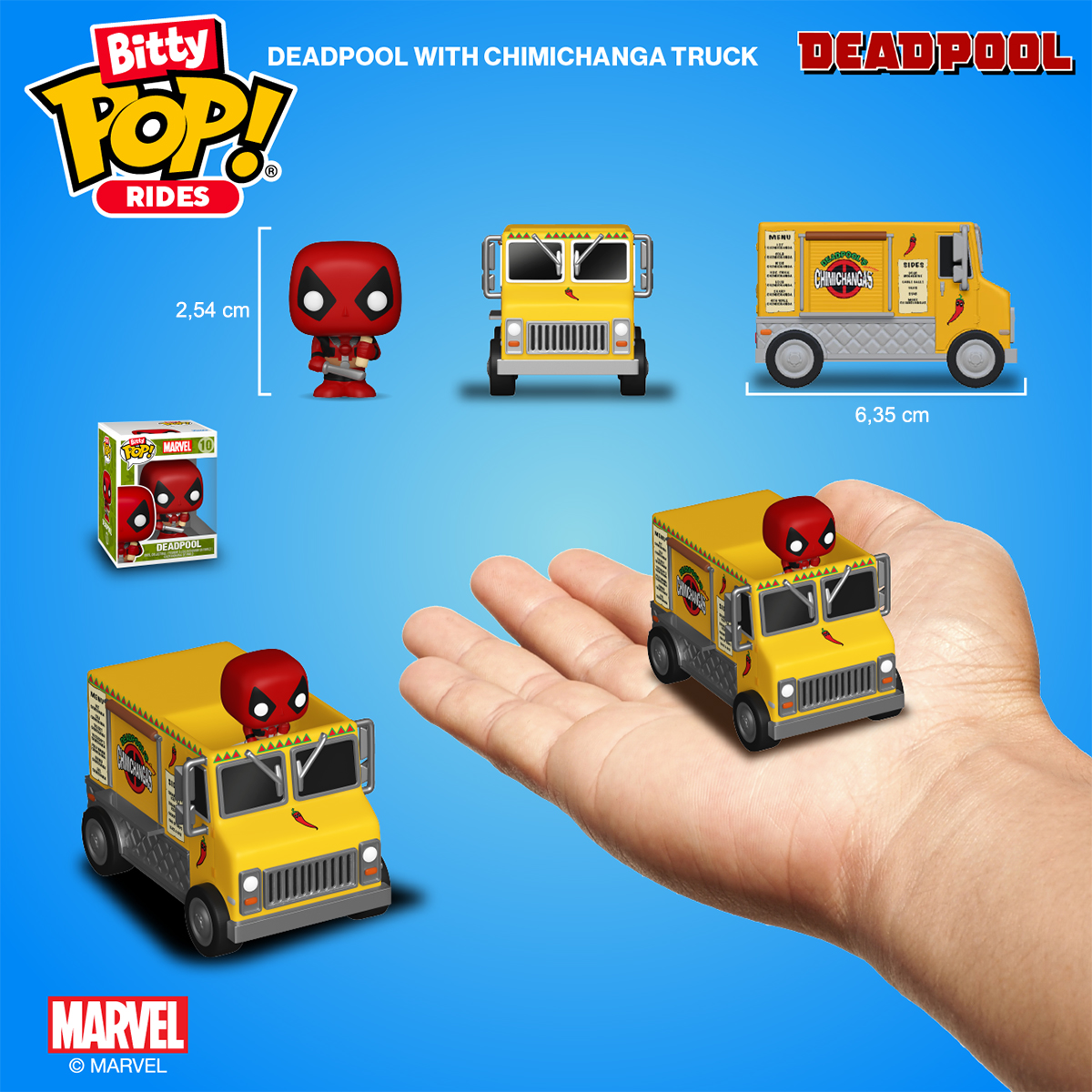 Набір фігурок Funko Bitty Pop! Ride Марвел Дедпул і вантажівка Чімічанги 2,54 см — превʼю 3