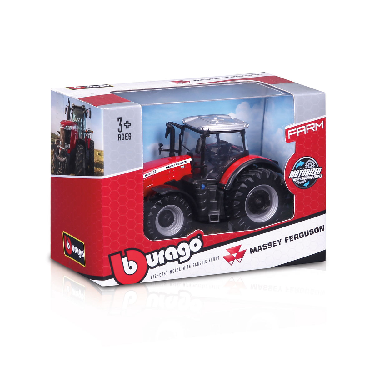 Трактор Massey Ferguson 8740S іграшковий металевий 10 см Червоно-чорний — превʼю 8