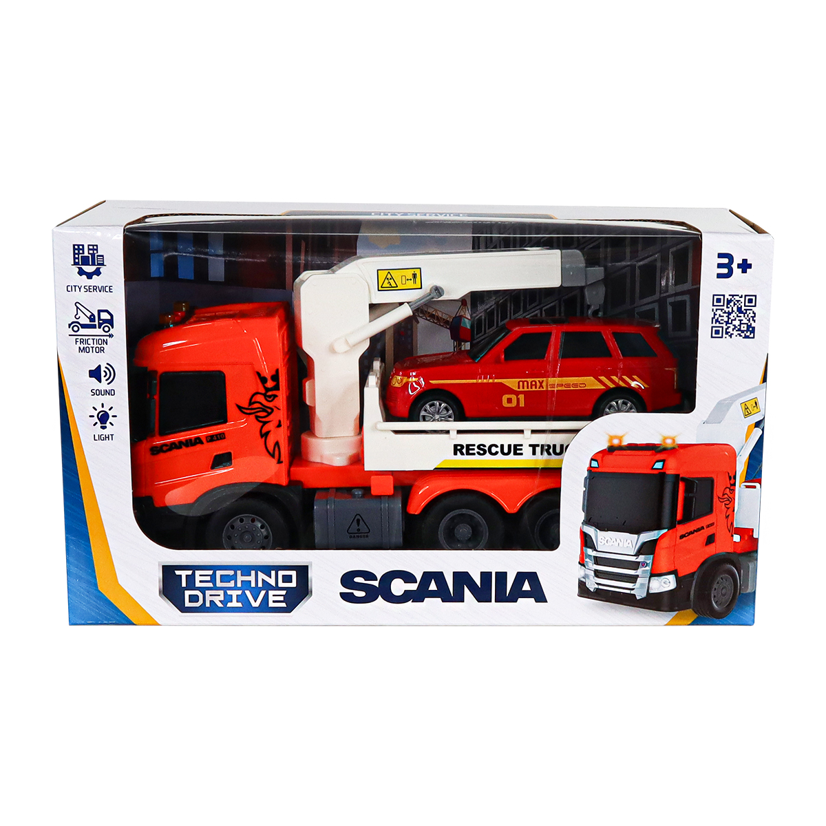 Ігровий набір Евакуатор Scania з машинкою TechnoDrive 25 см зі звуком Чорний — превʼю 18