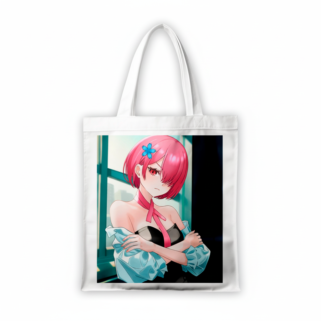 Сумка-шопер Життя в альтернативному світі з нуля Re:Zero Kara Hajimeru Isekai Seikatsu Рам 39x35 см біла з габардину 6719 — превʼю 2