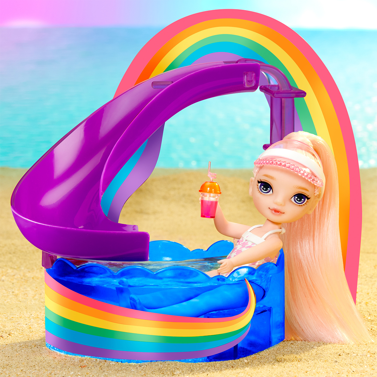Ігровий набір Rainbow High Littles Веселкове свято в басейні з лялькою Блаш 15 см — превʼю 22