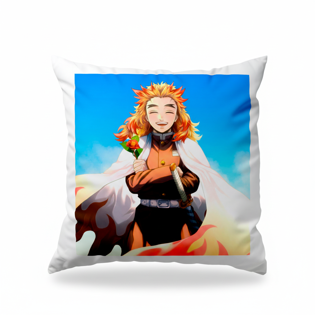 Подушка Кьоджуро Ренгоку Kyojuro Rengoku Клинок який знищує демонів Demon Slayer 35x35 см — превʼю 2