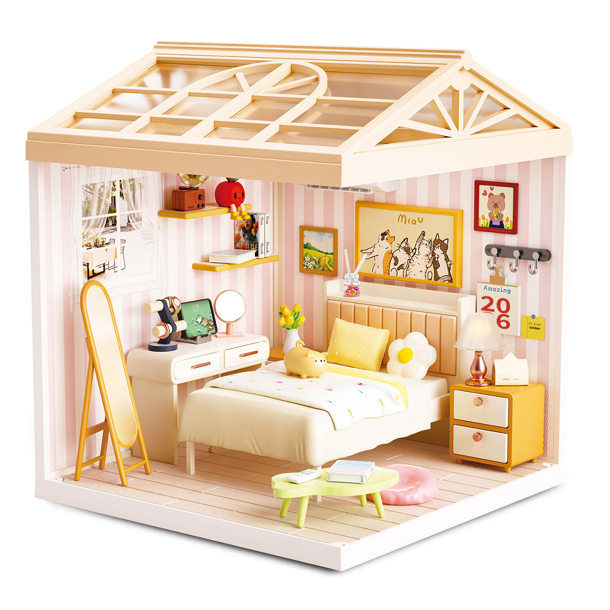 Конструктор-румбокс Mini House Спальня з підсвіткою 17x18x19 см — превʼю 2