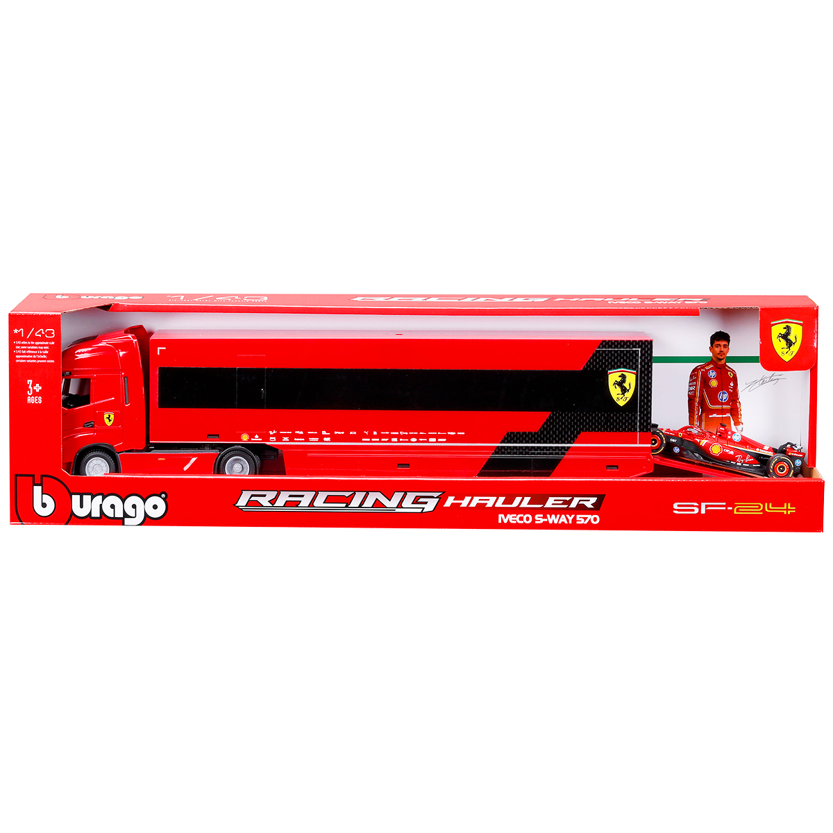 Ігровий набір Bburago Вантажівка-тягач Iveco S-Way та болід Ferrari SF-24 1:43 Червоний — превʼю 7