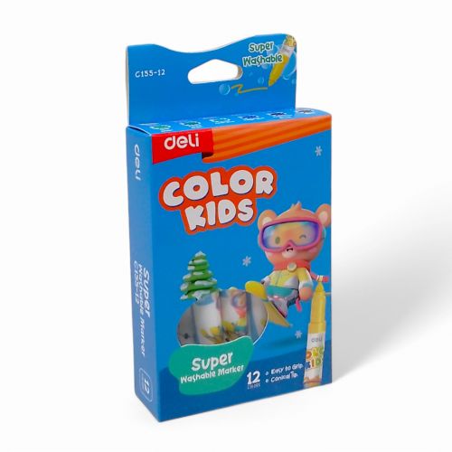 Фломастери для малювання Color Kids 12 кольорів Deli 135 мм Різнобарвні