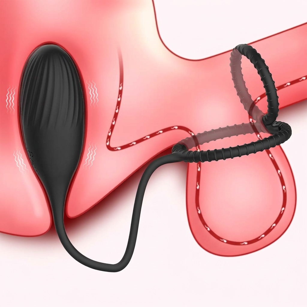 Вібратор Kinky 3 в 1: ерекційне кільце з масажером простати, вібратор для пар, віброяйце (без пульту ДК)