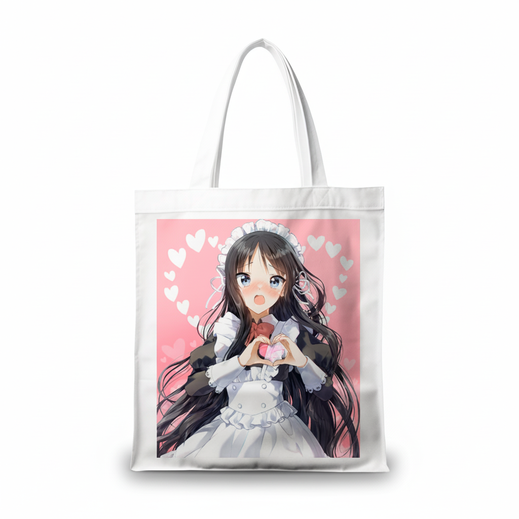 Сумка-шопер К-он! K-On! Міо Акіяма 39x35 см біла з габардину 11353 — превʼю 2