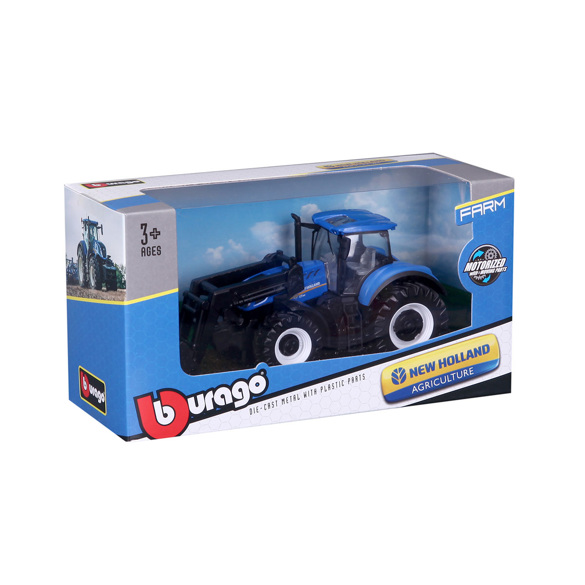 Трактор Bburago New Holland T7.315 з фронтальним навантажувачем 1:32 Синій — превʼю 14