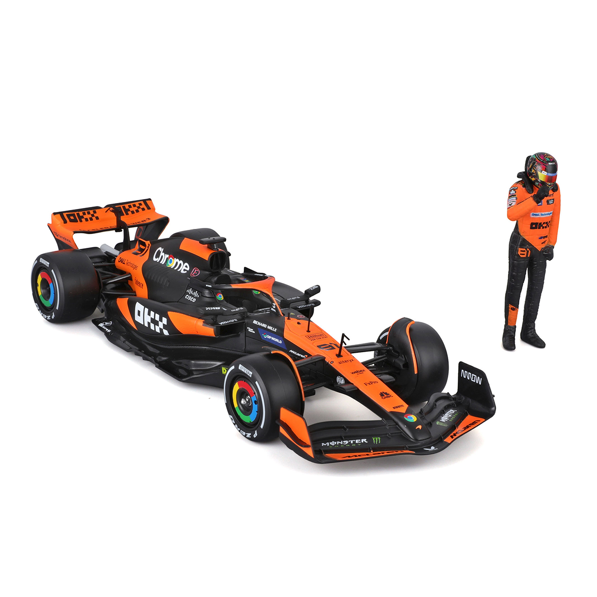 Автомодель Bburago McLaren MCL38 1:24 з фігуркою гонщика — превʼю 13