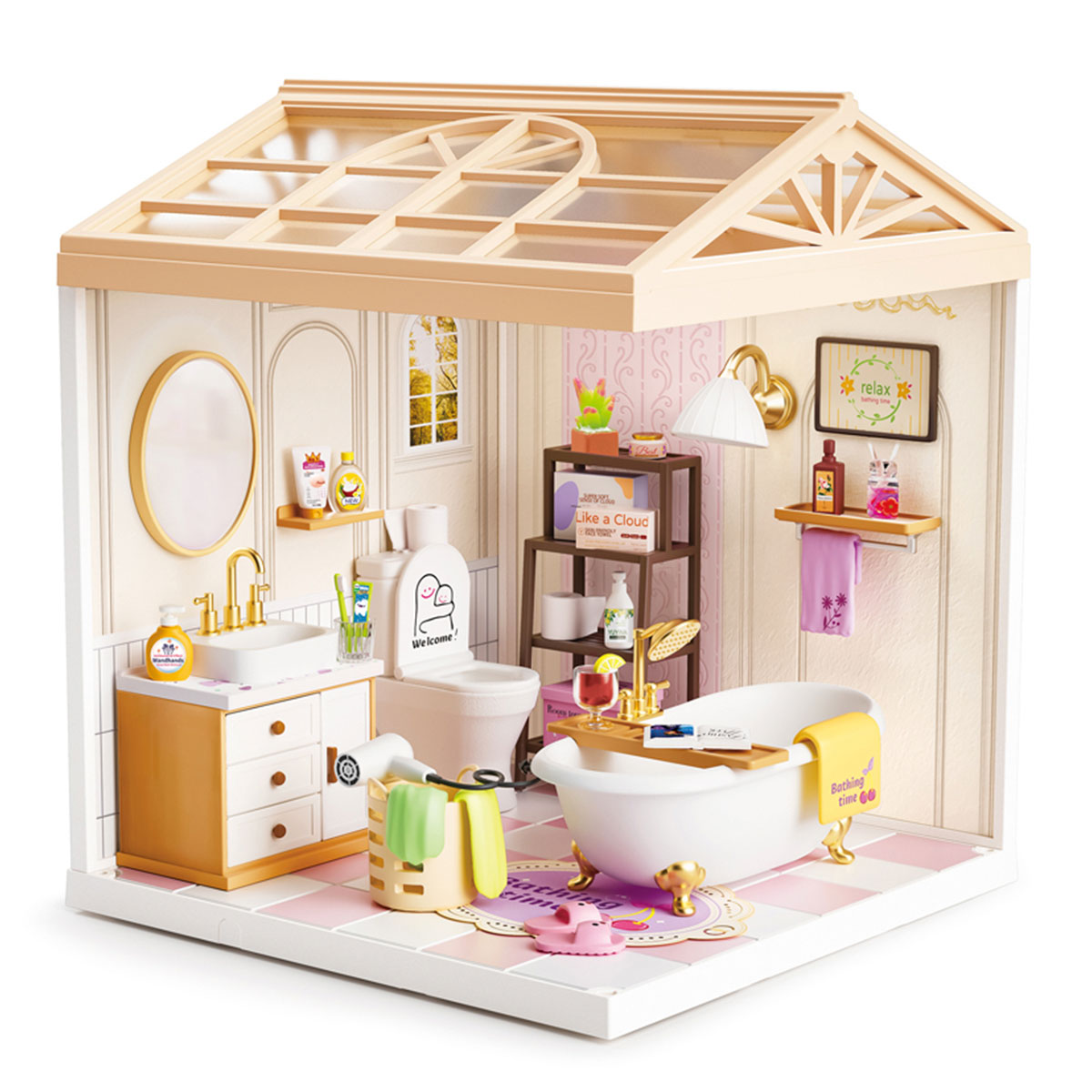 Конструктор-румбокс Mini House Ванна кімната 16,5х16,5х19,5 см з підсвіткою USB — превʼю 2