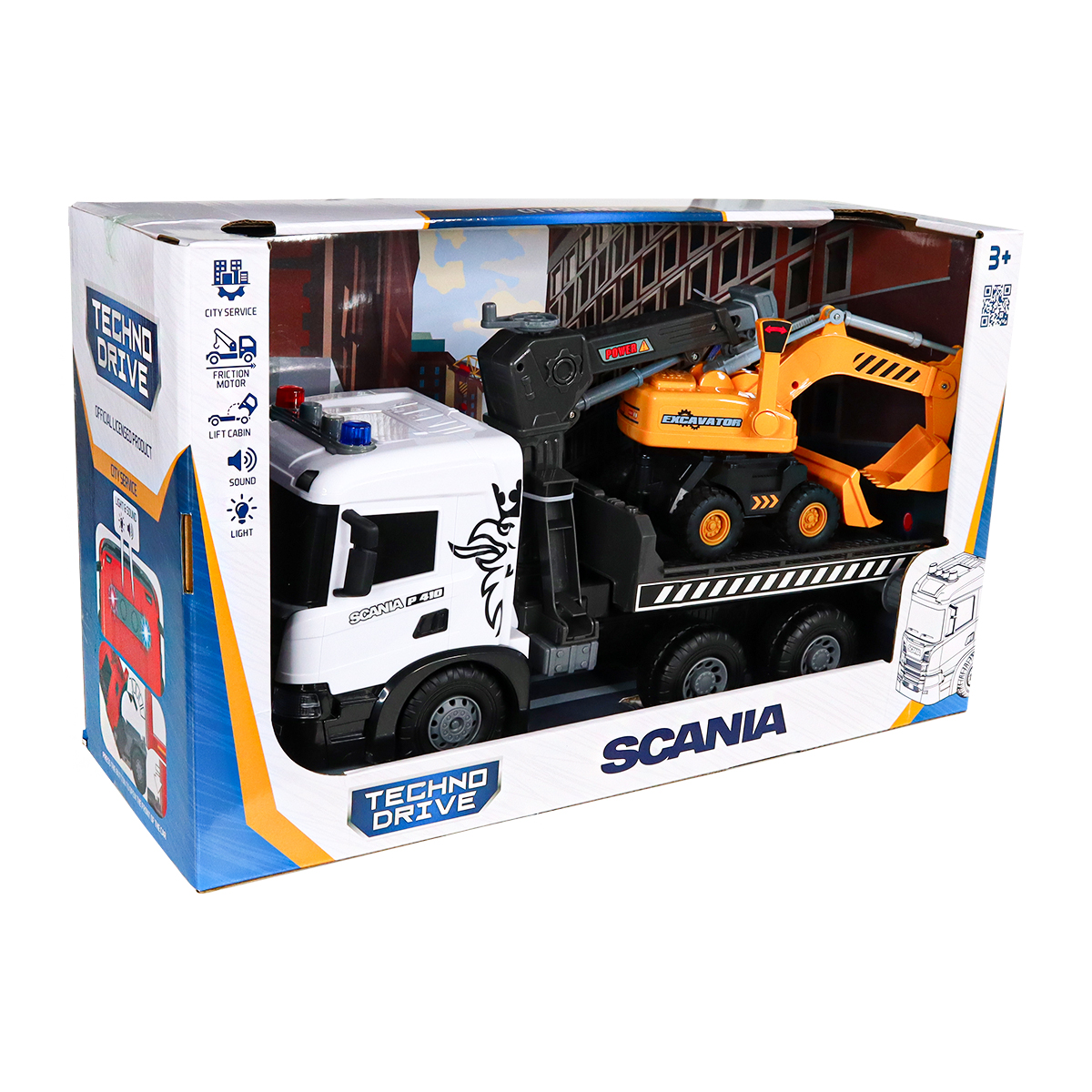 Ігровий набір автокран Scania з екскаватором TechnoDrive 48,5 см Жовтий — превʼю 19