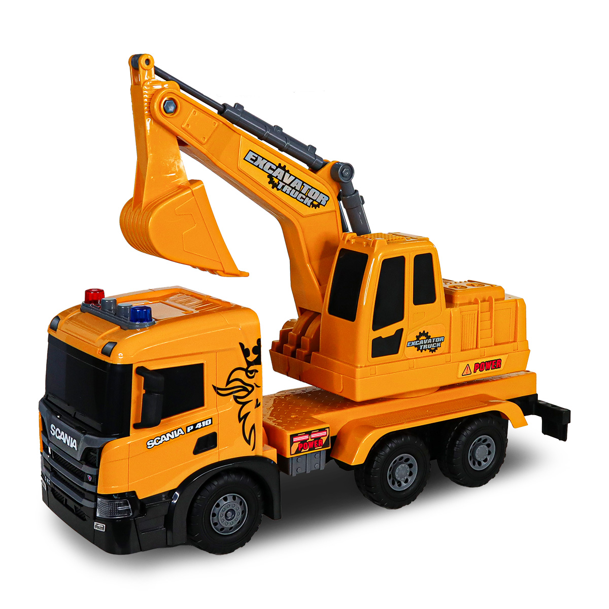 Екскаватор Scania TechnoDrive Super Big Truck 55 см зі світлом та звуком — превʼю 15