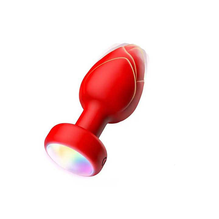 Анальна пробка що світиться з вібрацією БЕЗ Д/К Light Anal Plug 4,4*9,8 см червоний — Анальні іграшки