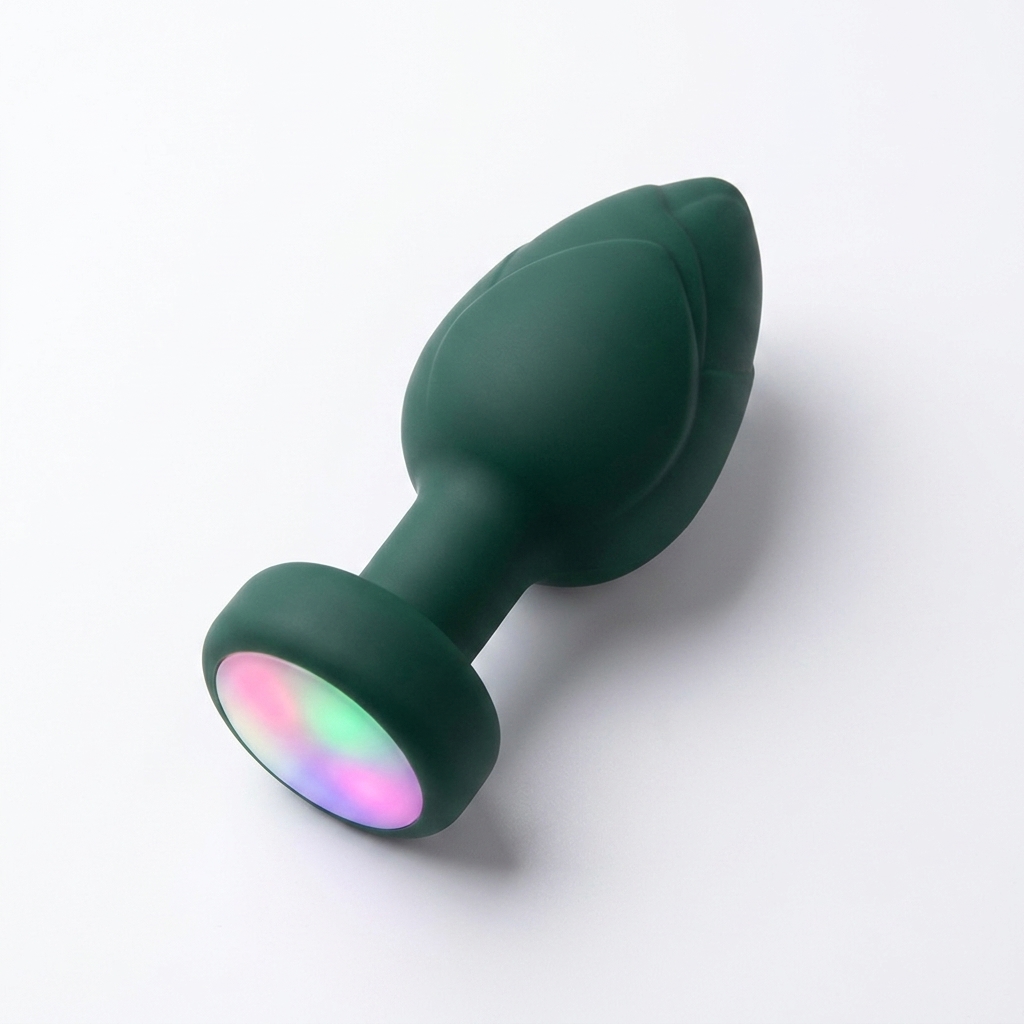 Анальна пробка що світиться з вібрацією БЕЗ Д/К Light Anal Plug 4,4*9,8 см зелений — Анальні іграшки
