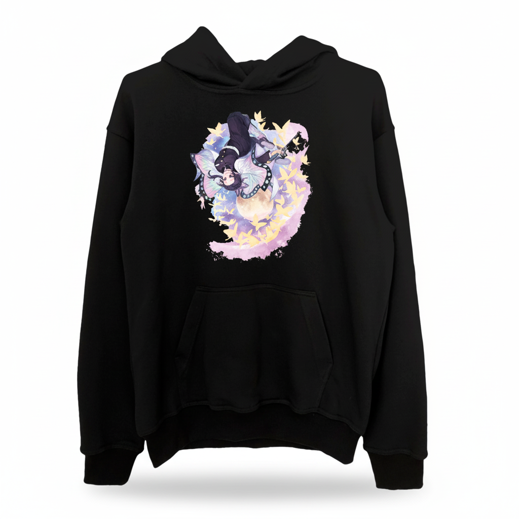 Худі Клинок який знищує демонів (Demon Slayer: Kimetsu no Yaiba) - Сінобу Котьо XS чорна (28455) — превʼю 4