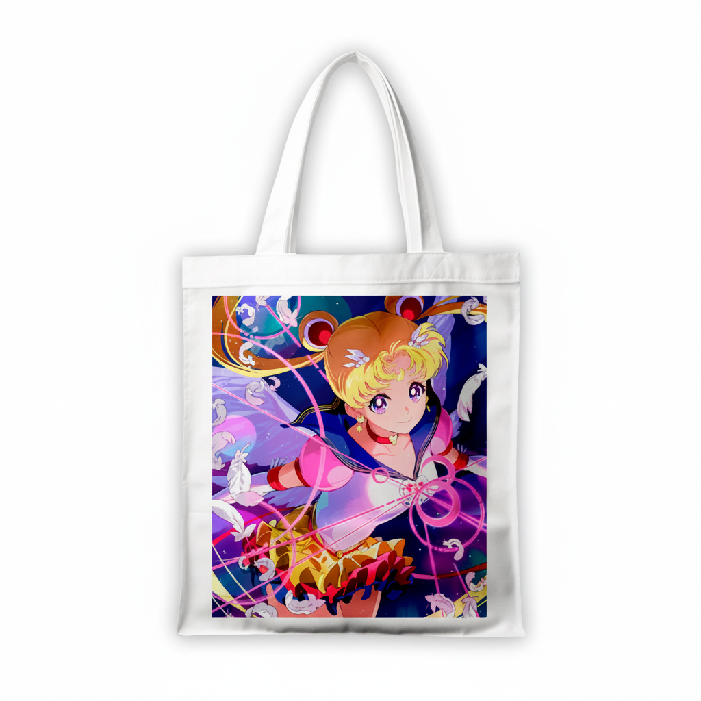 Сумка-шопер Сейлор Мун Sailor Moon 39x35 см біла з льону 6733 — превʼю 2