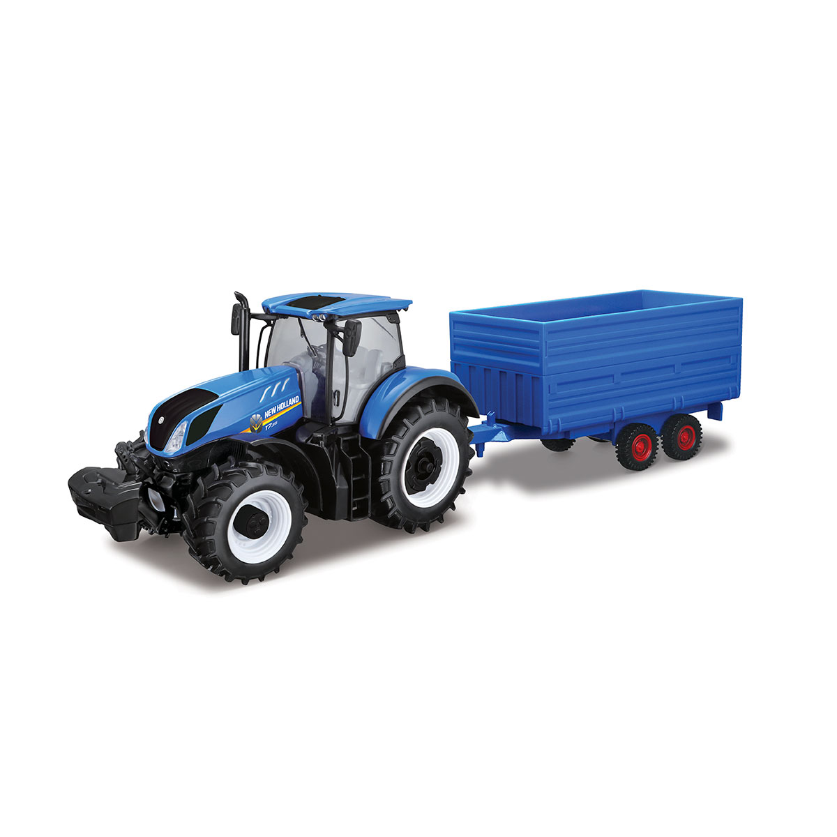 Трактор Bburago New Holland з причепом 1:32 синій — превʼю 3