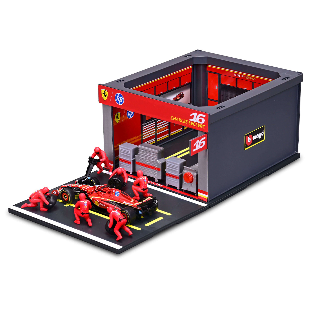 Ігровий набір Pit Pass Ferrari SF-24 Bburago з болідом та механіками 1:43 — превʼю 8