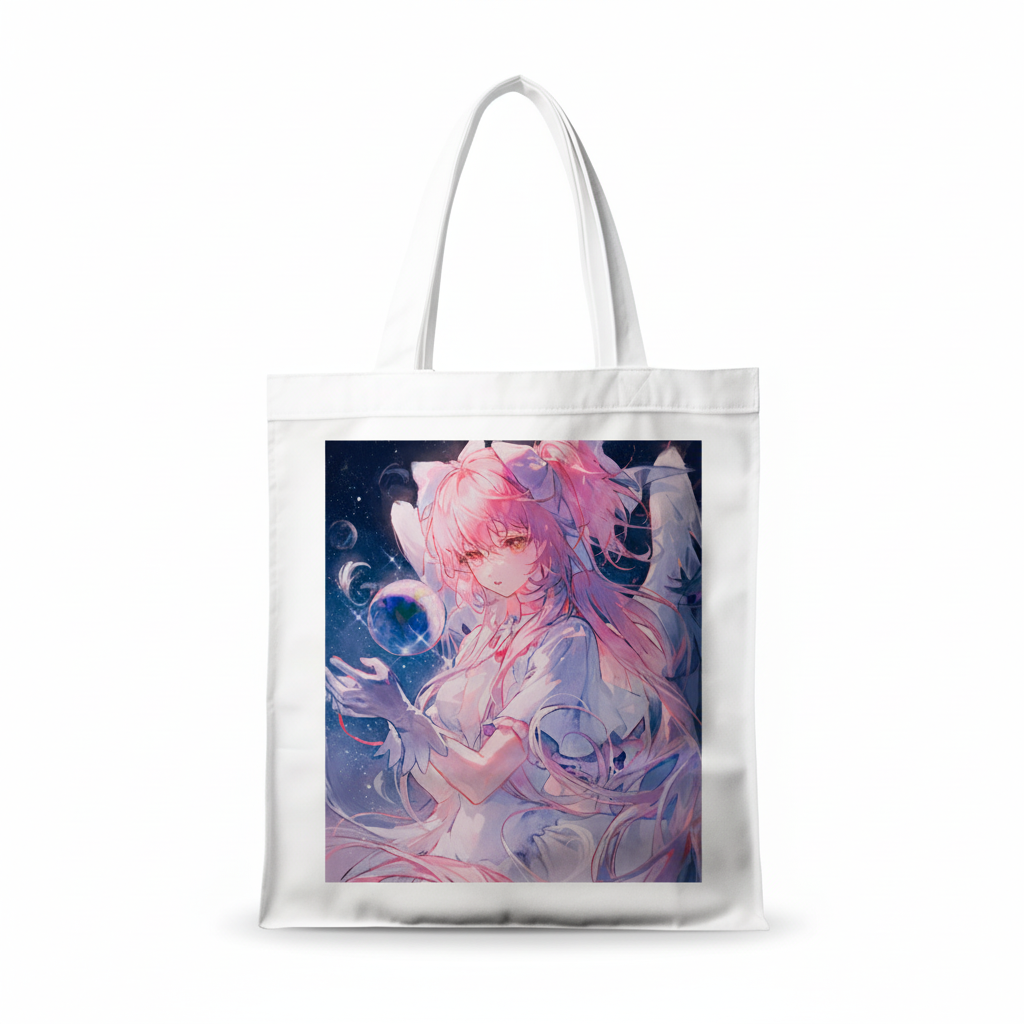 Сумка-шопер Дівчинка-чарівниця Мадока Mahou Shoujo Madoka 39x35 см біла з льону 6649 — превʼю 2