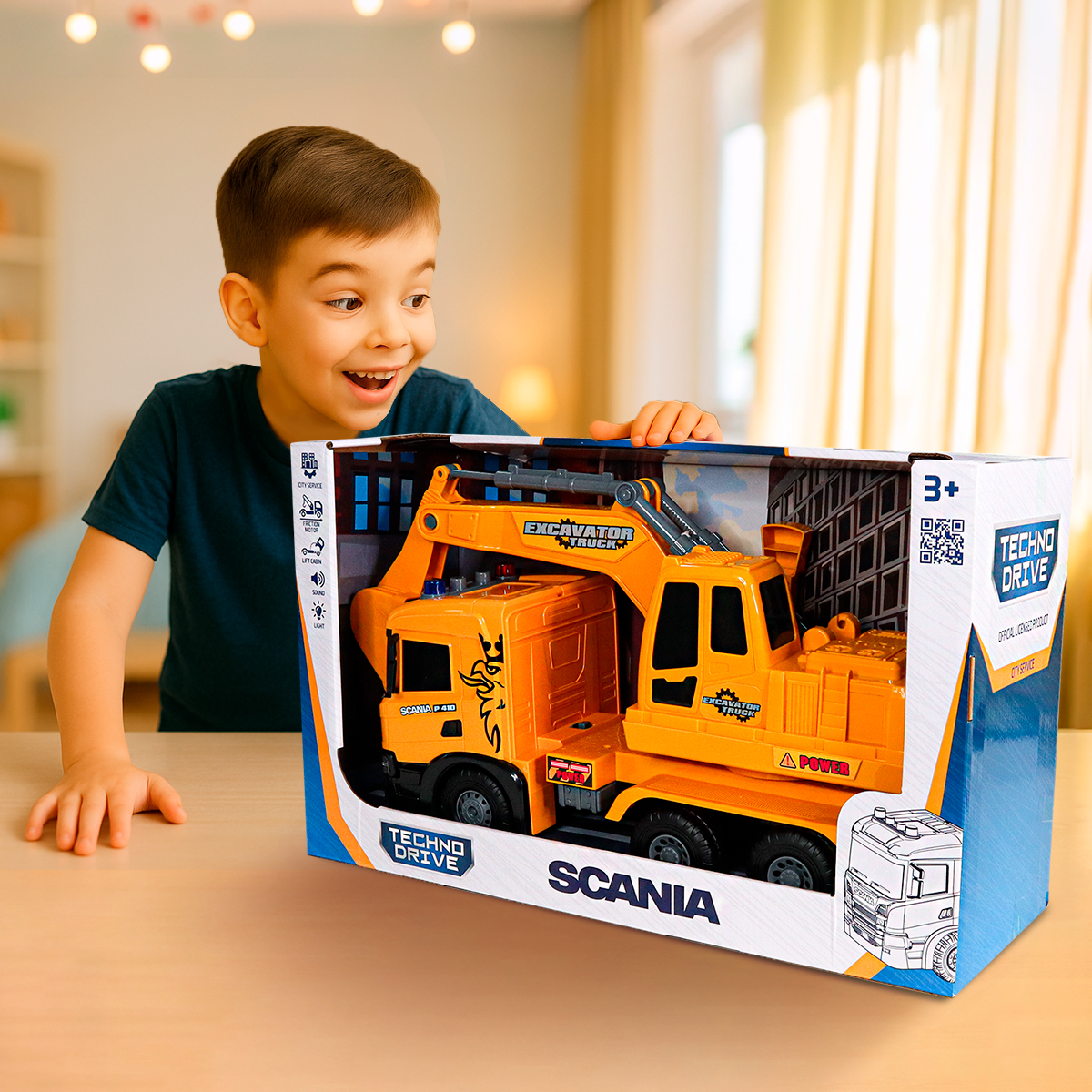 Екскаватор Scania TechnoDrive Super Big Truck 55 см зі світлом та звуком — превʼю 16