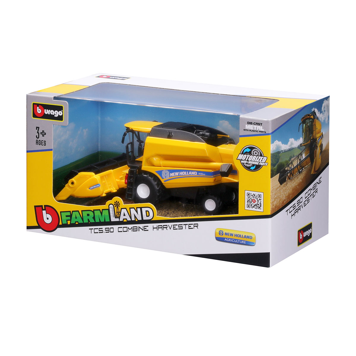 Зернозбиральний комбайн Bburago New Holland TC5.90 металевий 18 см Жовто-чорний — превʼю 14