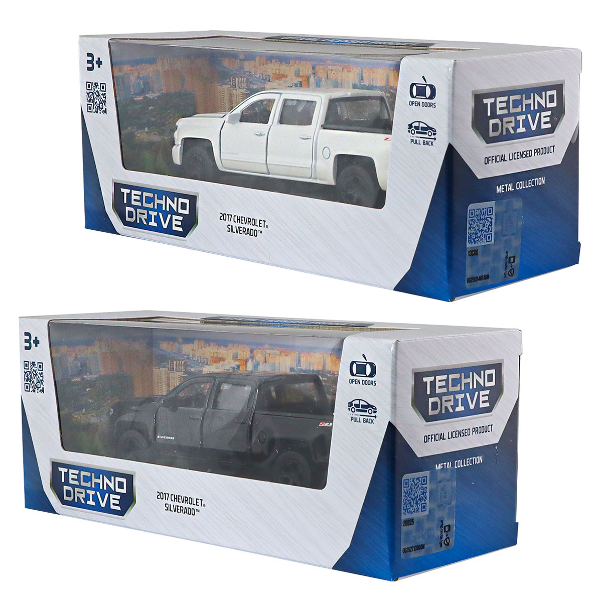 Автомодель Chevrolet Silverado 2017 Techno Drive 1:43 металева з pull-back механізмом Біла — превʼю 21